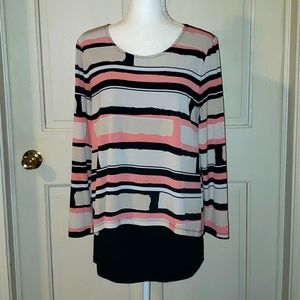 Amazing ALFANI Overlay Abstract Top  Blouse  Tunic. Sz Lg